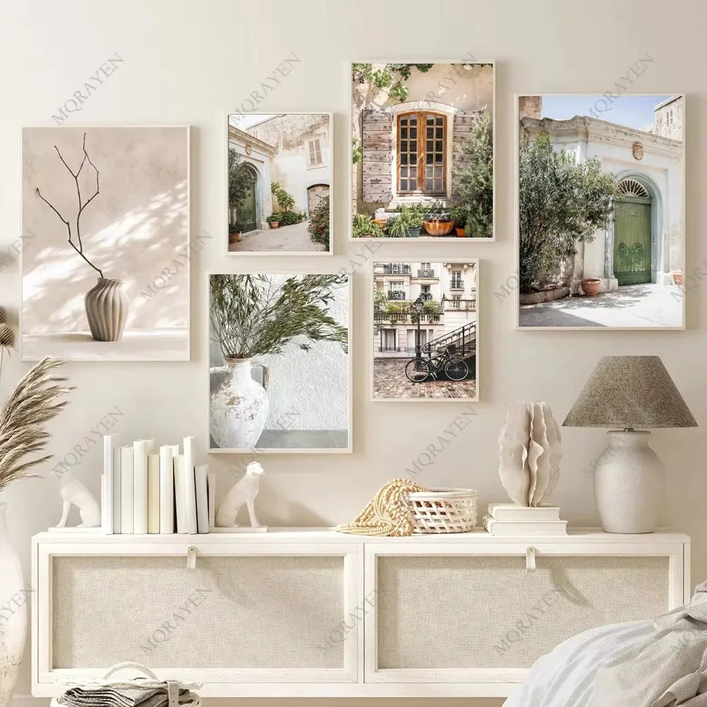 Scandinavian Bohemian Wall Art. Spanish Italy Puglia Architecture, Print on Canvas