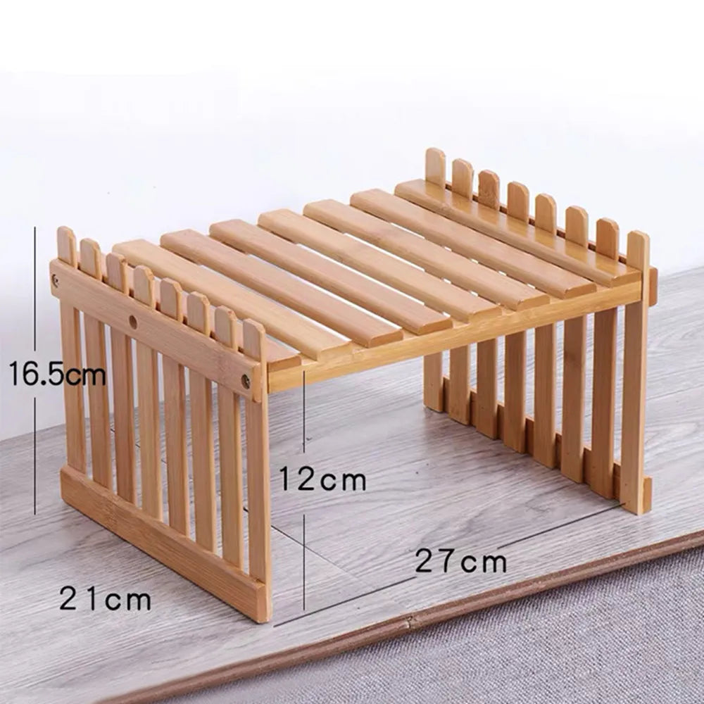 2 Tier Natural Bamboo Shelf For Plants, Books, Household