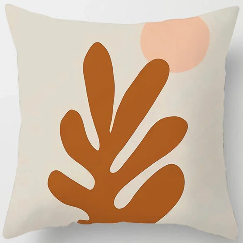 Brown Geometric Print Square Pillowcase Home Goods Car Sofa Cushion Cover