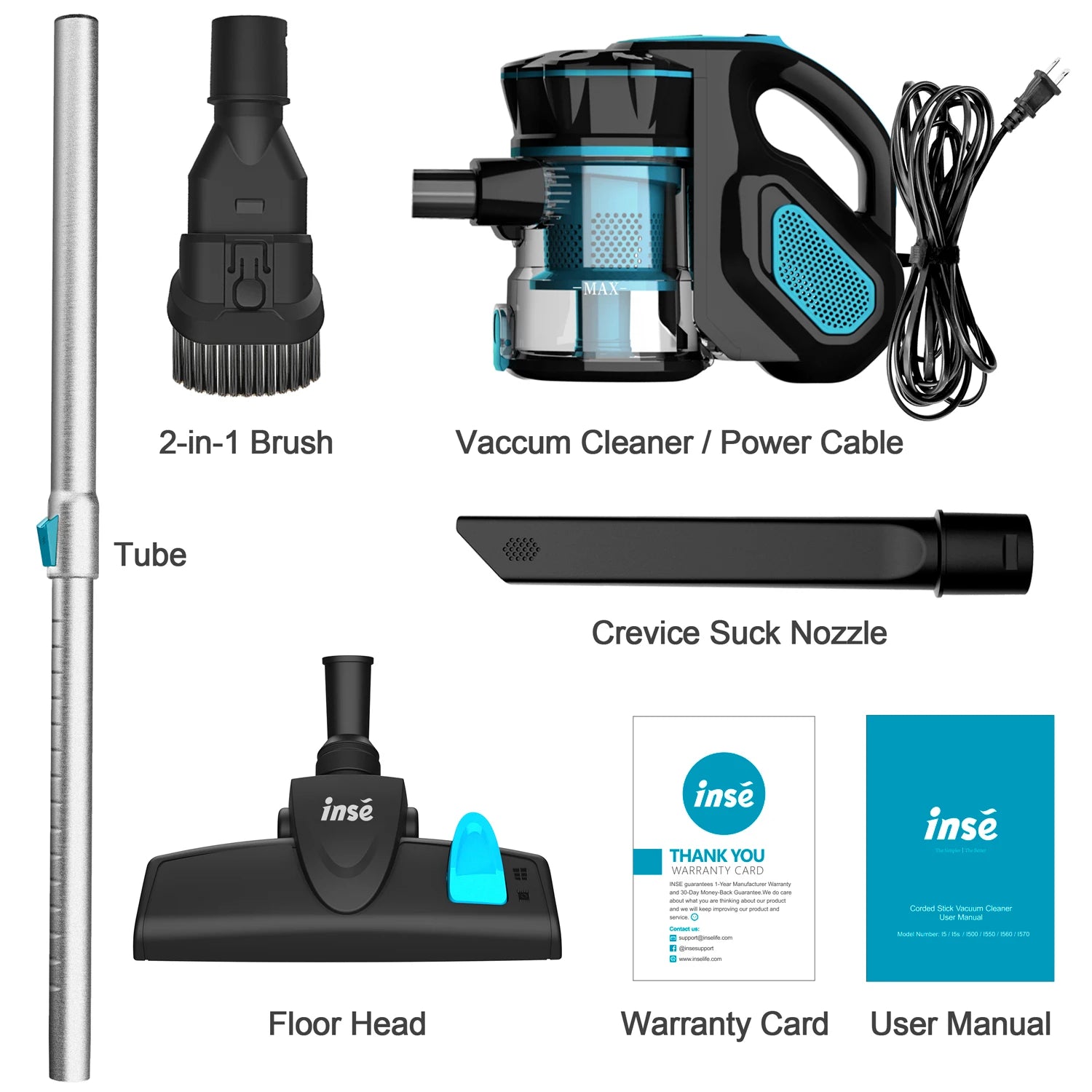 Vacuum Cleaner Corded, Powerful Suction, 600W Motor, Handheld or Stick