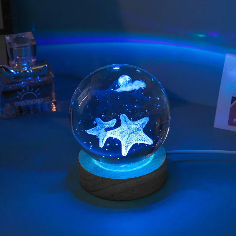 3D Glowing Planetary Crystal Ball Night Light