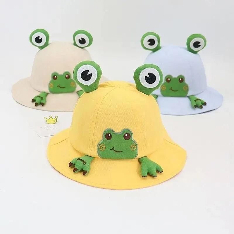 Cartoon Frog Baby Bucket Hat. Breathable Soft Cotton. Boys and Girls Outdoor Sun Hat