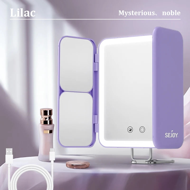 SeJoy Makeup Mirror With Lights, 1x3x7x Magnifying Mirror, Touch Control, Trifold