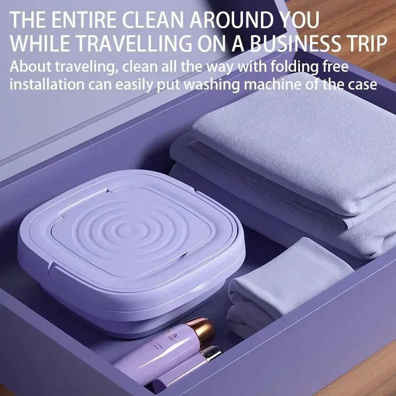 Portable Washing Machine, 8L Small Foldable Spin Dryer, Mini Laundry for Socks and Underwear Lightweight Efficient