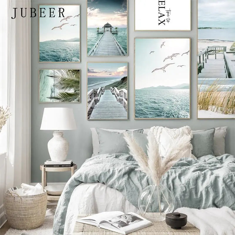 Beaches Weaves Ocean Seagulls Turtles Beautiful Canvas Paintings