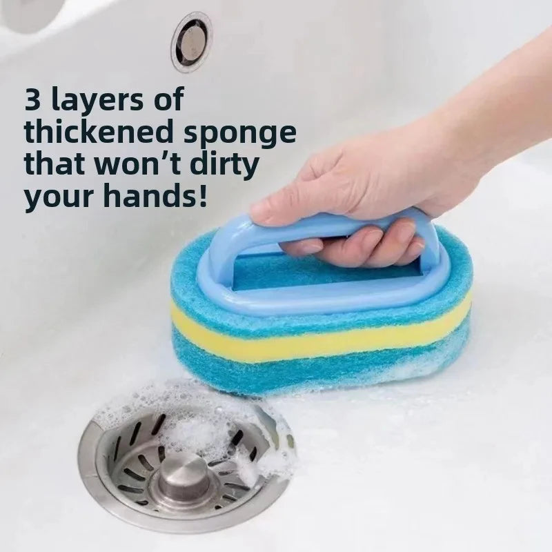 1/3 Pcs Household Cleaning Brush, Magic Handle Sponge For Easy Cleaning. Bathroom, Kitchen, Walls, Windows