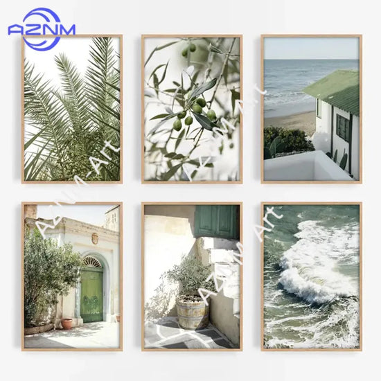 1PC/6PCS Italian Landscape Canvas Painting Posters Pictures Home Decor