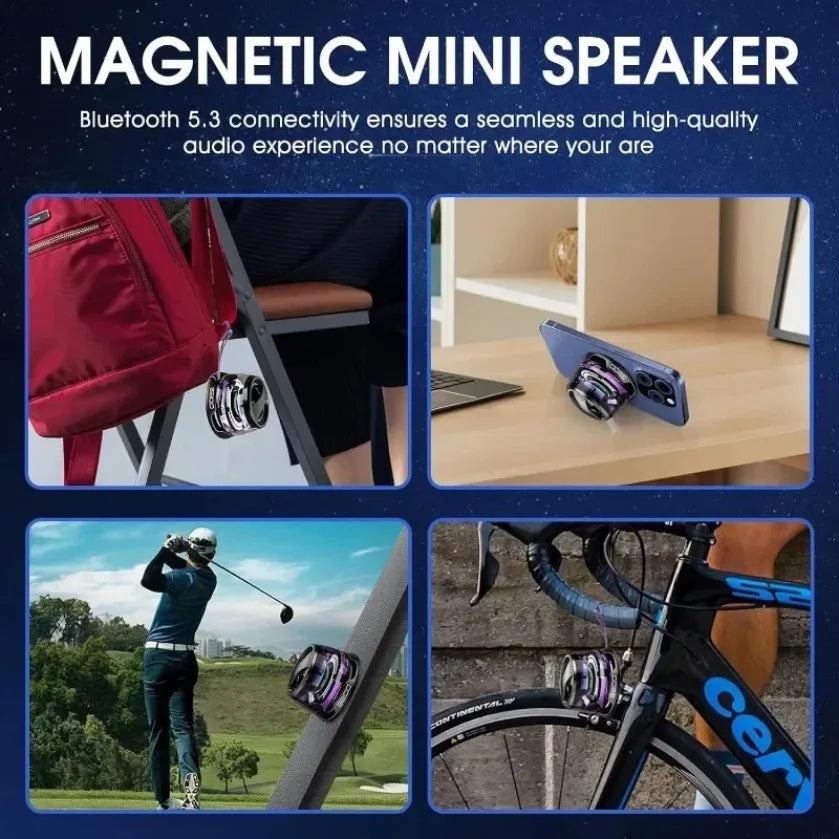 Mini Stereo Magnetic Bluetooth XIKCU Portable Speaker RGB Color light Phone Holder