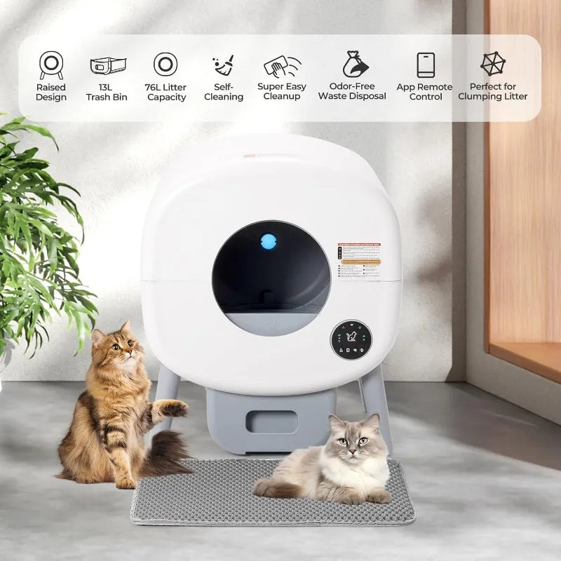 Extra Large Automatic Litter Box, Self Cleaning  For Multiple Cats, Odor-Free