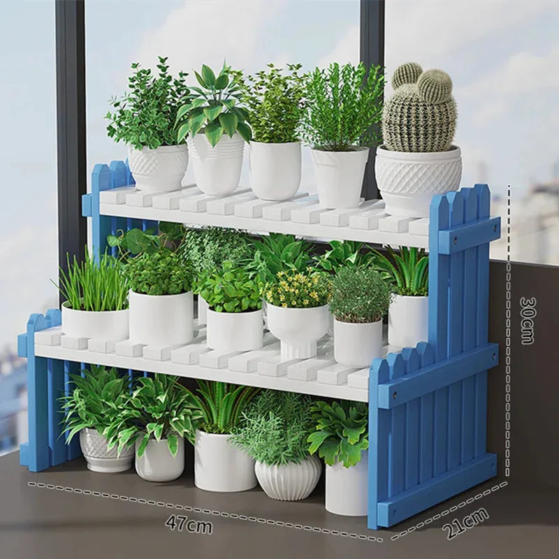 2 Tier Natural Bamboo Shelf For Plants, Books, Household