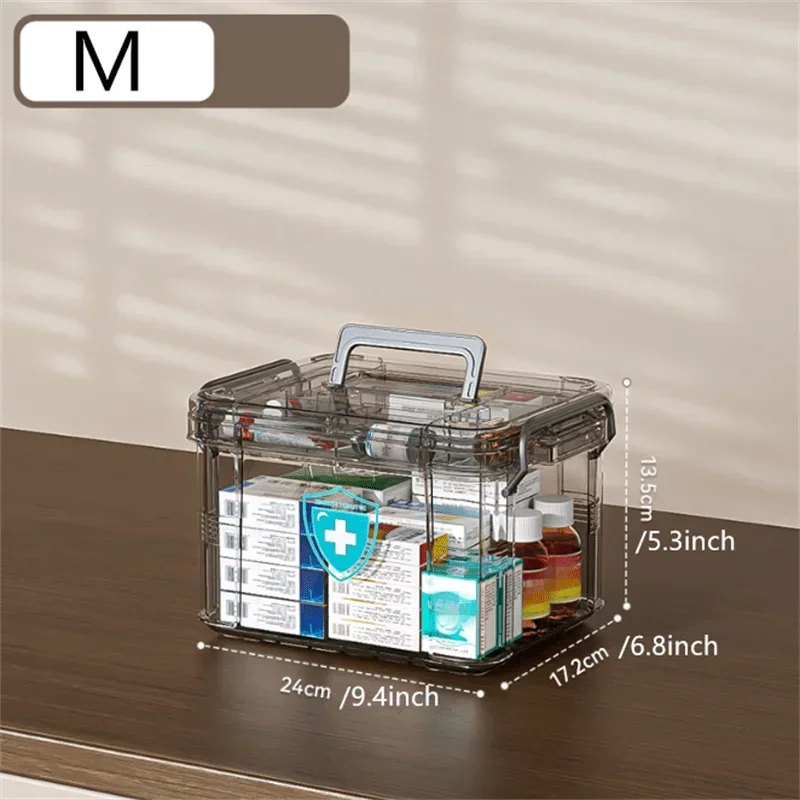 Multifunctional Transparent Medicine, First Aid Kit Organizer Waterproof, Plastic with Tray ,Waterproof Plastic