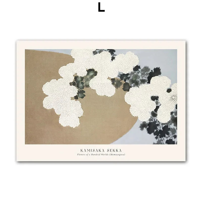 Wall Art Beige White Flower, Abstract Geometry Prints, Poster Canvas Painting