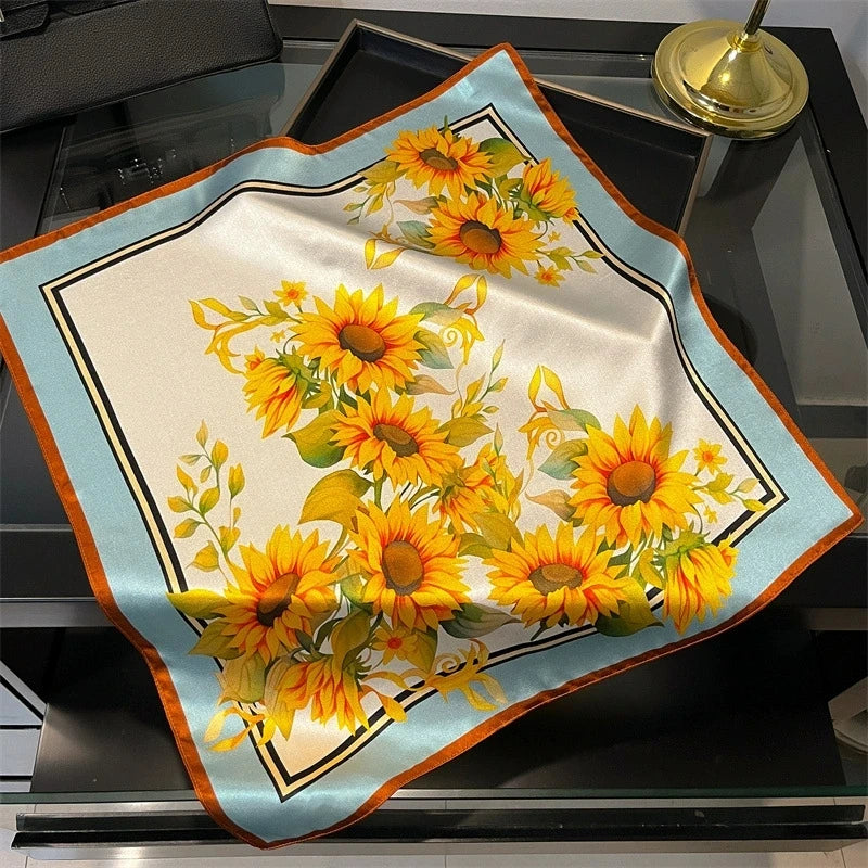 Scarf 100% Silk Bandana Women Square Scarves, Luxury High Quality