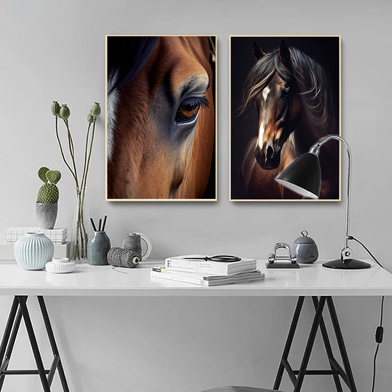 Watercolors Of Various Styles Horses Canvas Wall Art