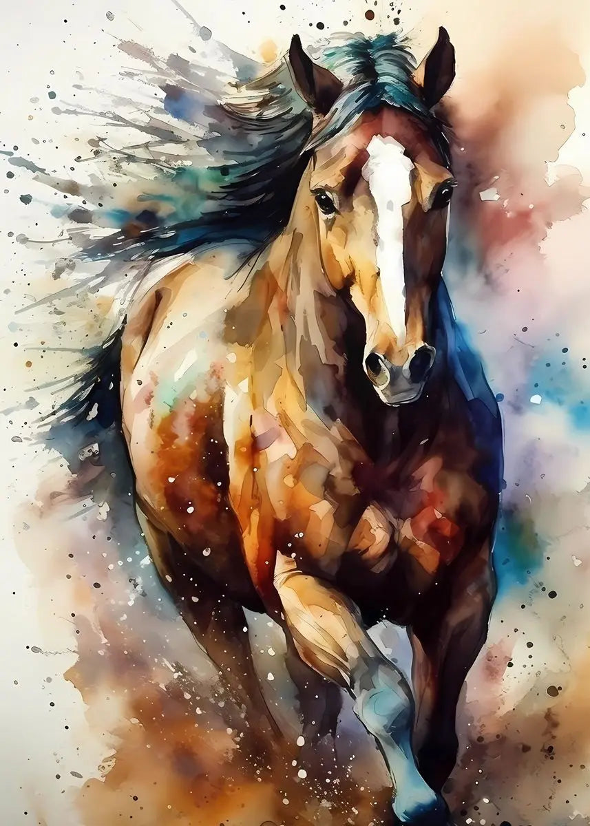 Watercolors Of Various Styles Horses Canvas Wall Art