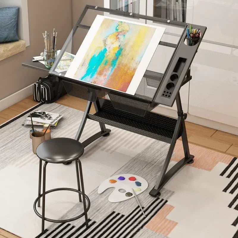 Multifunctional Drafting Table Liftable, Designer Table Workbench, Art Easel, Painting, Sketching,