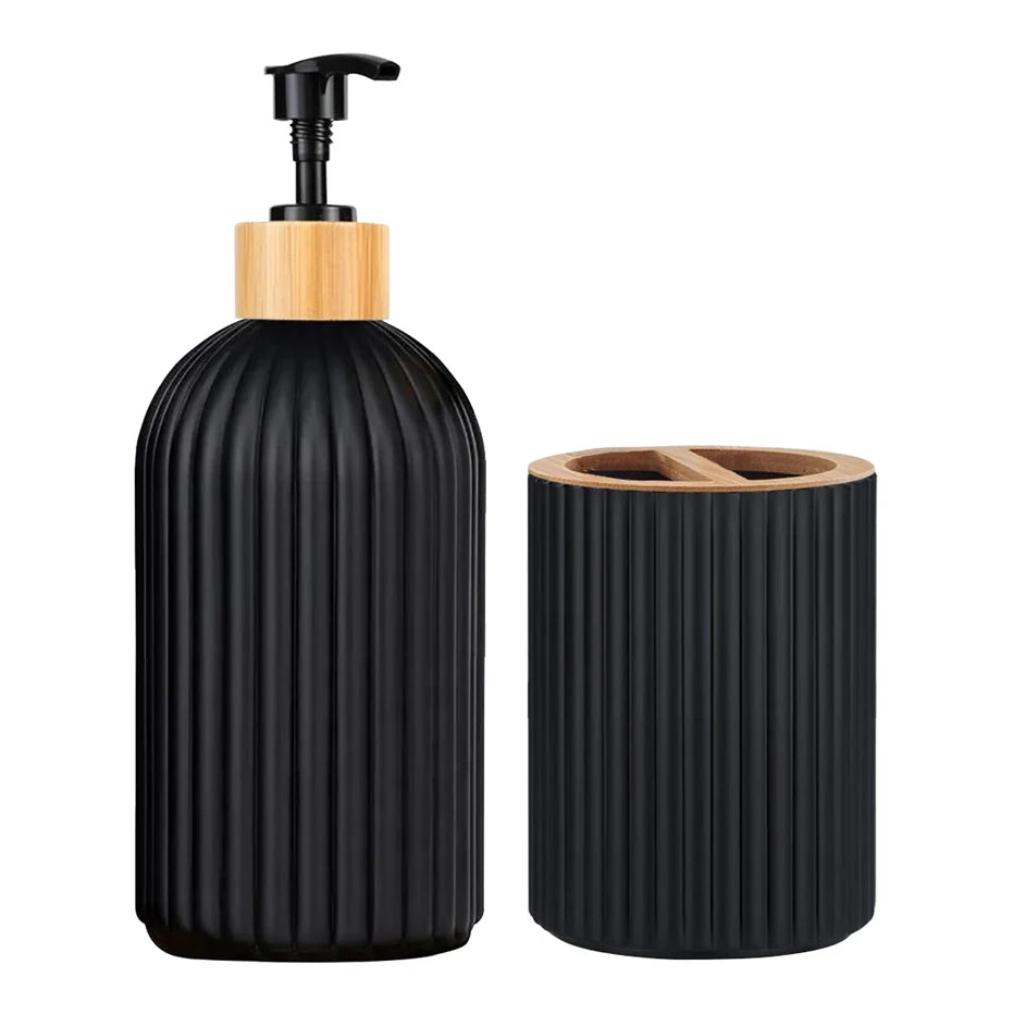 Bathroom Counter Hand Soap Dispenser, Cotton Ball Storage Box, Toothbrush Holder