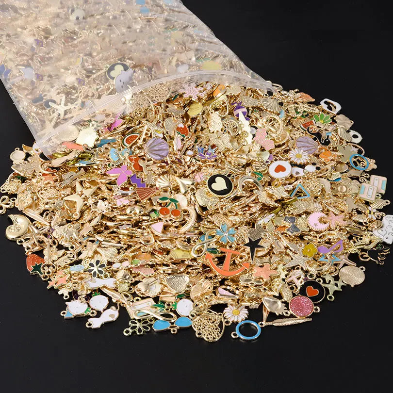 Mixed Assorted Alloy Enamel Cute Heart Pendants Charms Ocean Flower DIY Earrings Bracelet Jewelry Accessories New