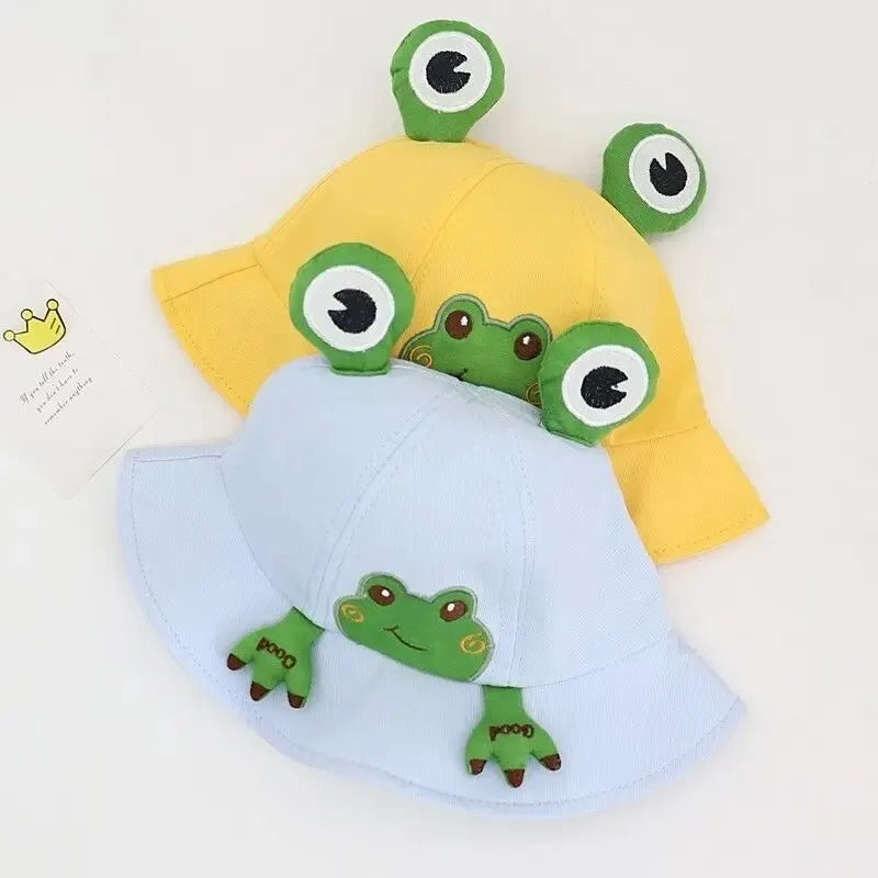 Cartoon Frog Baby Bucket Hat. Breathable Soft Cotton. Boys and Girls Outdoor Sun Hat