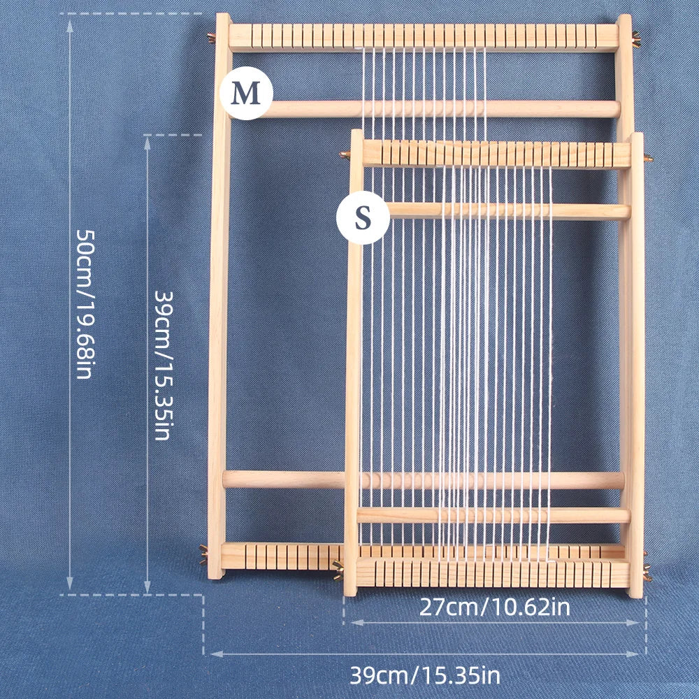 QJH Wooden Multi-Craft Weaving Loom. 19.6"x15.3" W Warp Frame Loom Heddle Bar Included.