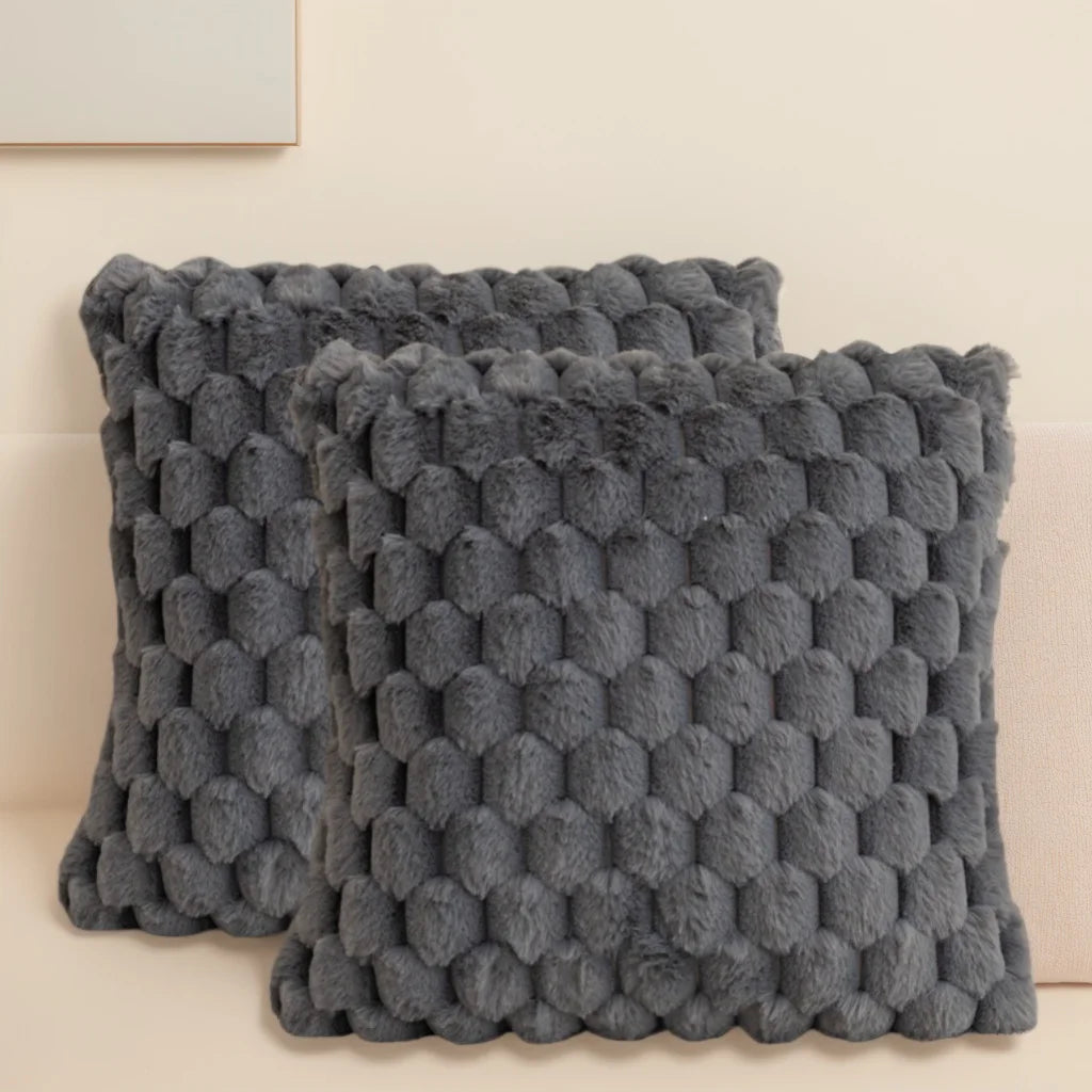 Pack Of Two Artificial Plush Fur. Decorative Throw Pillows. No Pillow Core
 ﻿