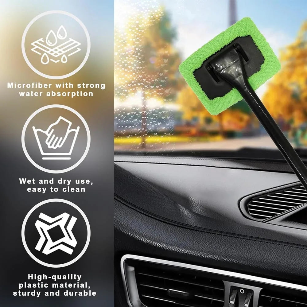 Car Windshield Cleaning Tool With Microfiber Pad.