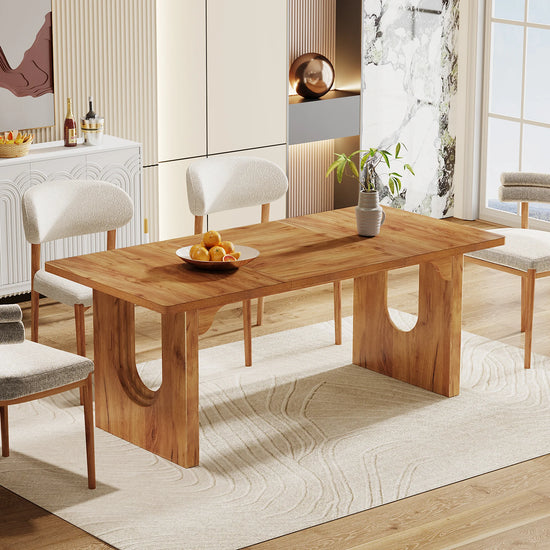 Tribesigns Modern Dining Table For 6-8 People, 71". Wood Pedestal Base
