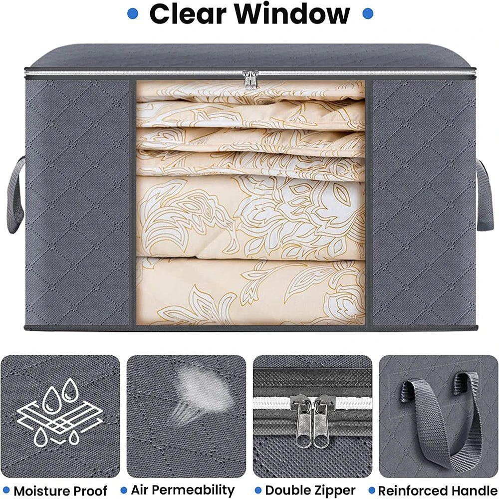 Large Capacity Clothes storage bag, Foldable Blanket Storage, Use For Closets