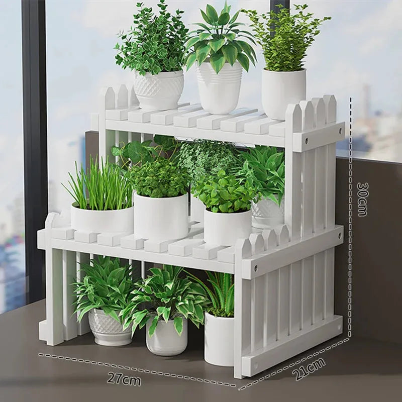 2 Tier Natural Bamboo Shelf For Plants, Books, Household