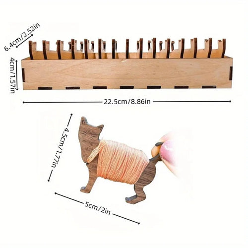 1 Spool Set For Yarn Storage, Wood, Dog, Sheep, Cat, Rabbit Shapes