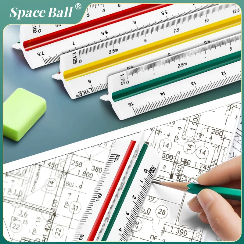 Multi-functional Triangle Ruler  12.5/30cm Drafting Tool Scale Ruler Architect Technical Ruler