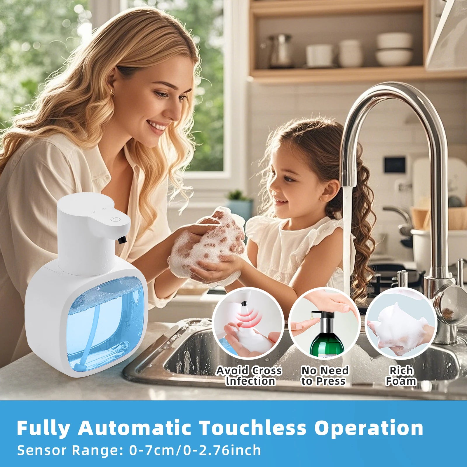 Wall Mounted Automatic Soap Dispenser Foam 500ml Rechargeable
