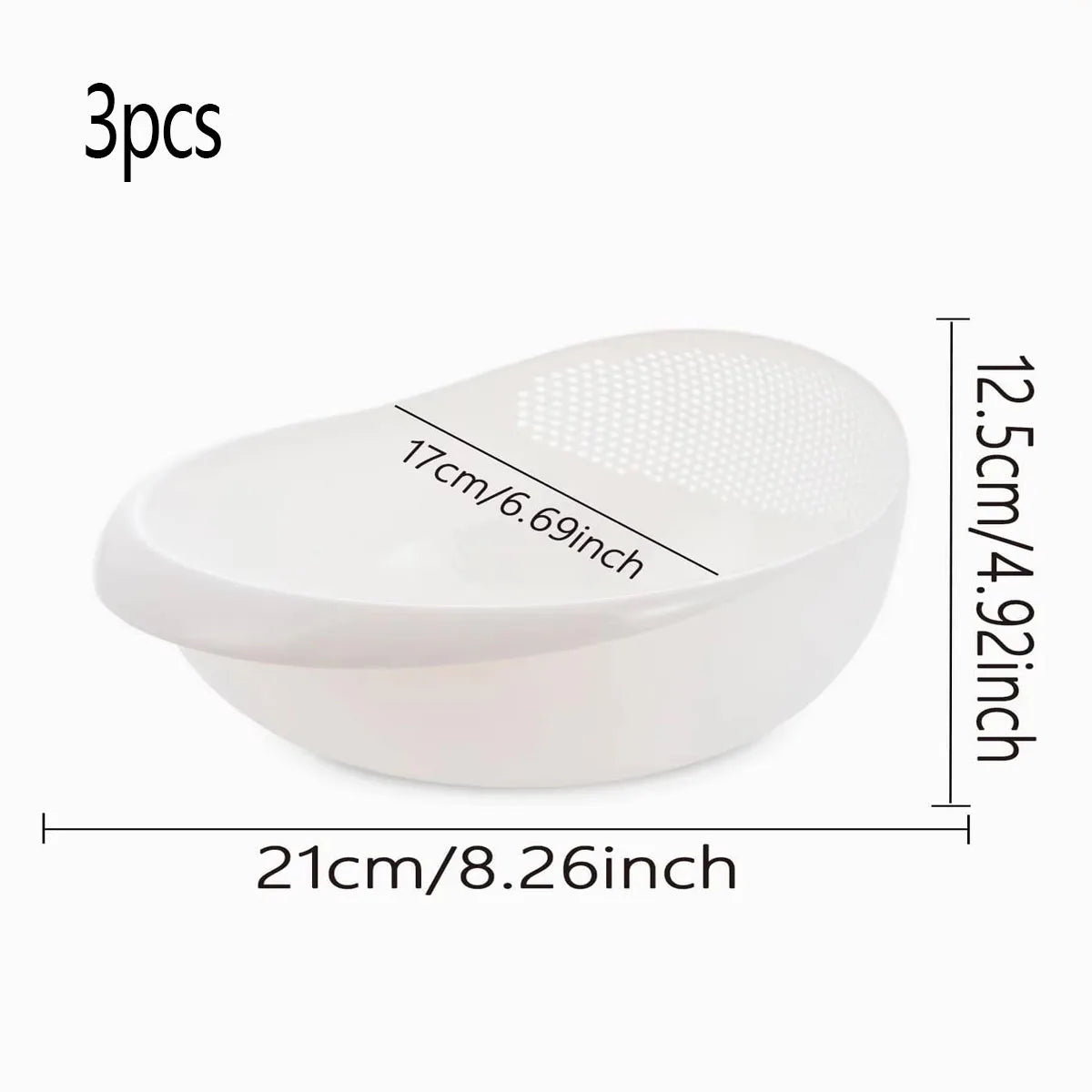 1/3pcs- Colander Rice Bowl Drain Basket Fruit Bowl Washing Drain Basket with Handle