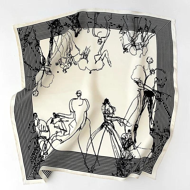 Scarf 100% Silk Bandana Women Square Scarves, Luxury High Quality