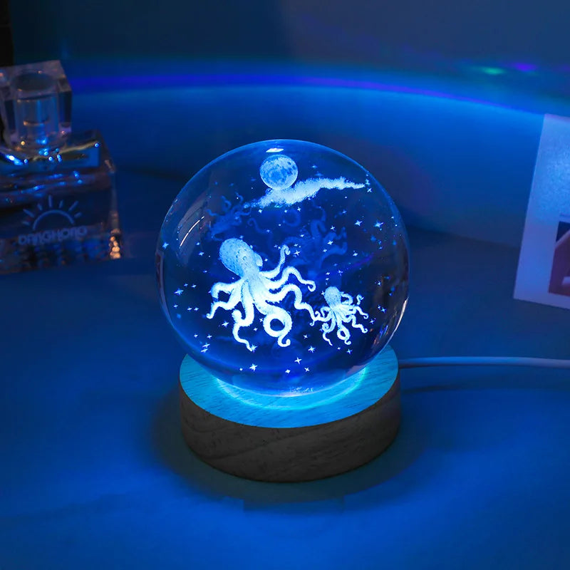 3D Glowing Planetary Crystal Ball Night Light