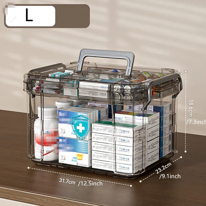 Multifunctional Transparent Medicine, First Aid Kit Organizer Waterproof, Plastic with Tray ,Waterproof Plastic