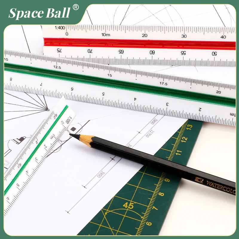 Multi-functional Triangle Ruler  12.5/30cm Drafting Tool Scale Ruler Architect Technical Ruler