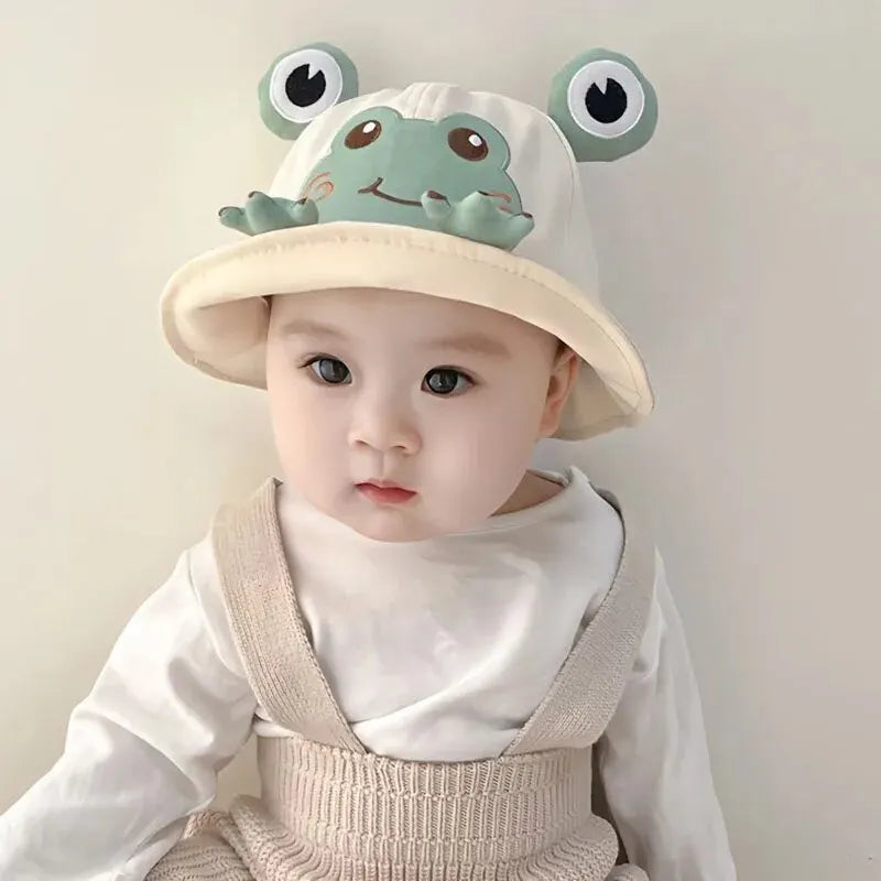 Cartoon Frog Baby Bucket Hat. Breathable Soft Cotton. Boys and Girls Outdoor Sun Hat