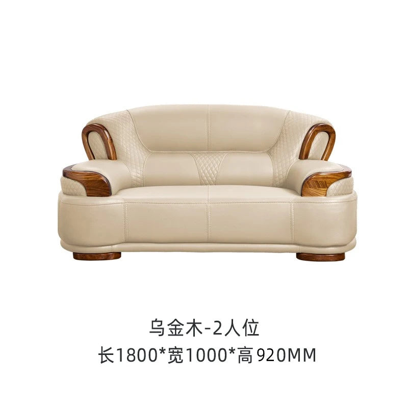 Luxury Living Room Furniture, Leather and Wood, Sold by Individual Pieces