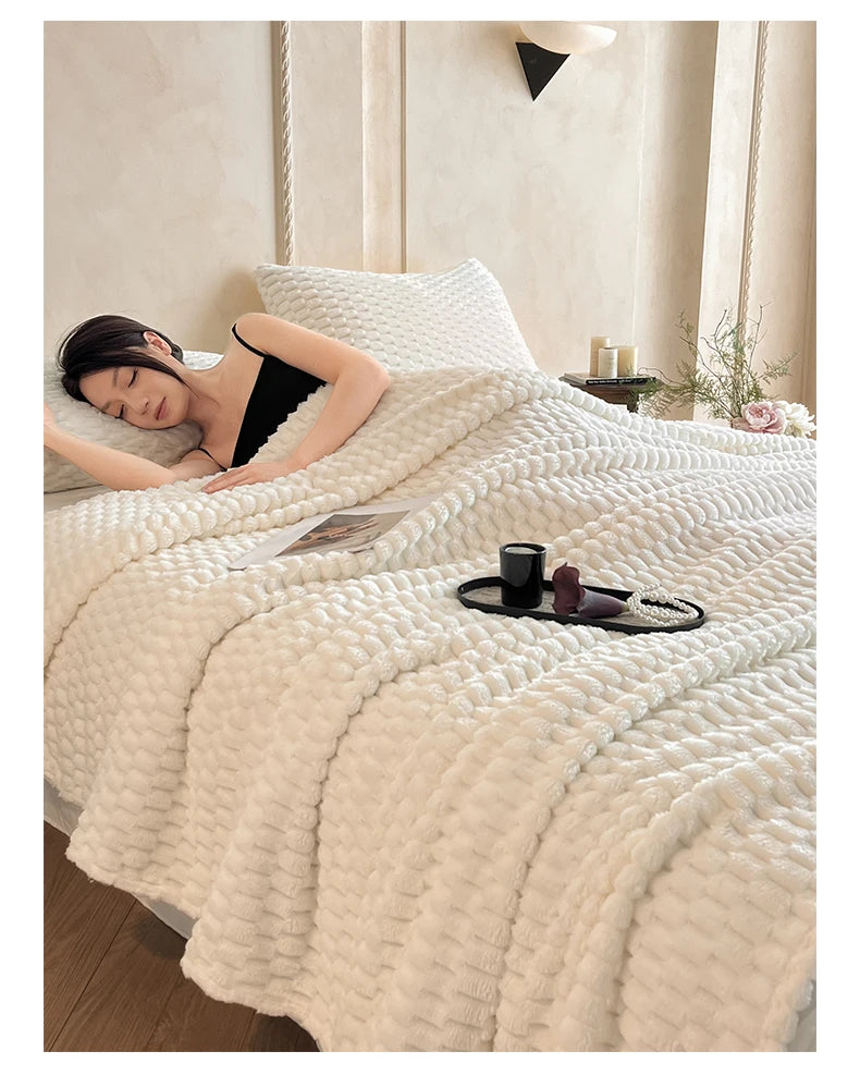 Super Soft Throw Blanket Ivory Premium Silky Flannel Fleece 3D Clouds All Season Use