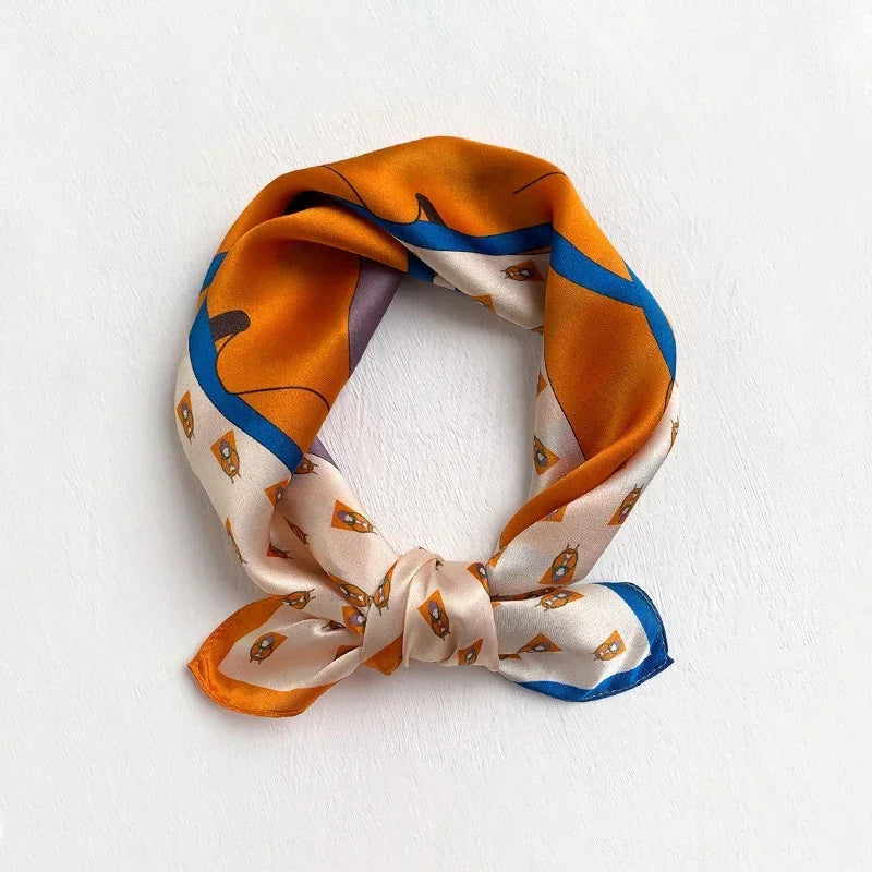 Scarf 100% Silk Bandana Women Square Scarves, Luxury High Quality