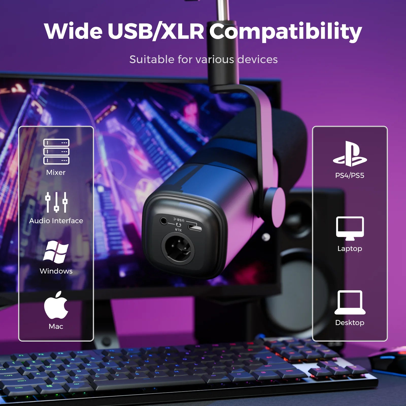 NearStream USB XLR Dynamic Microphone Boom Arm Professional Mic