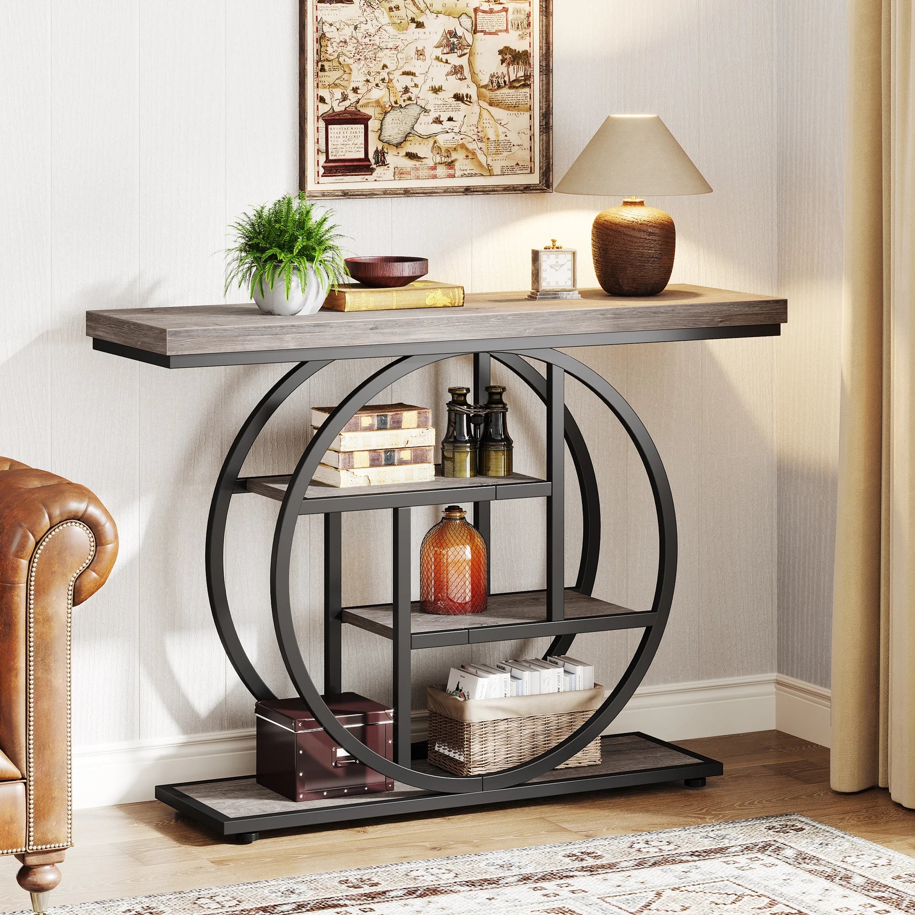 Console Table, 4-Tier Entryway Table, 41.3 Inch Industrial Sofa Table