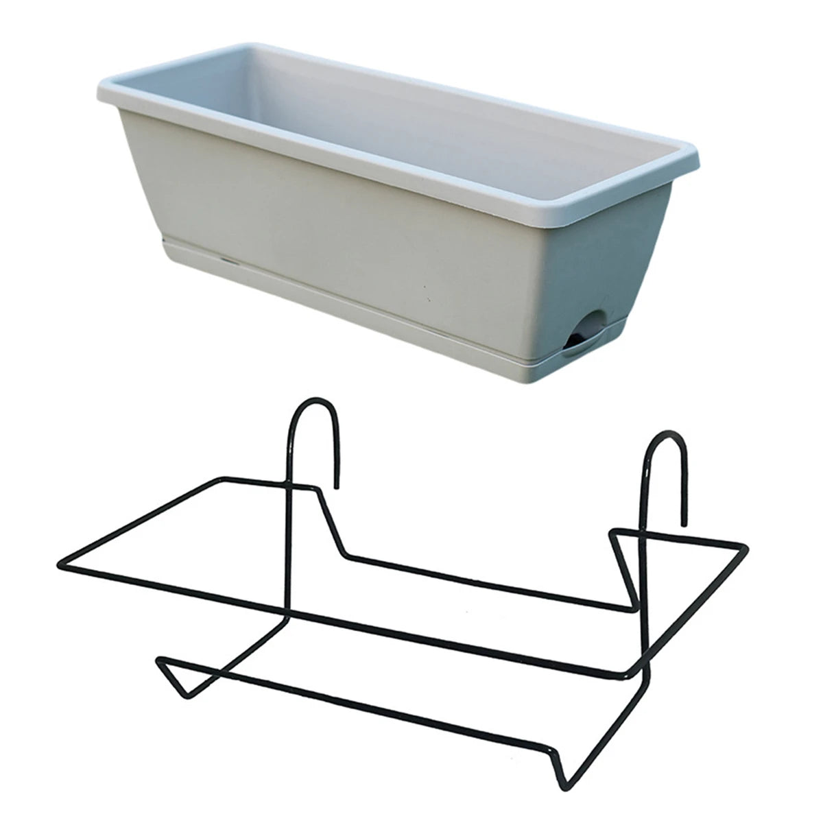 Balcony  Planter with Tray and Rack Plastic Garden Simple Rectangular long Pot Trough