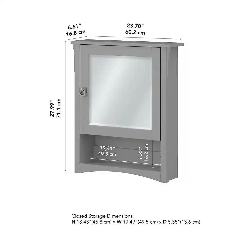 Bathroom Medicine Cabinet with Mirror, Single Door. Open Shelf