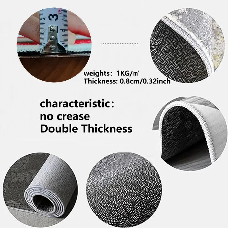 VIKAMA Carpet Living Room, Bedroom Bedside , Washable Rug, Japanese Household Floor Cushions