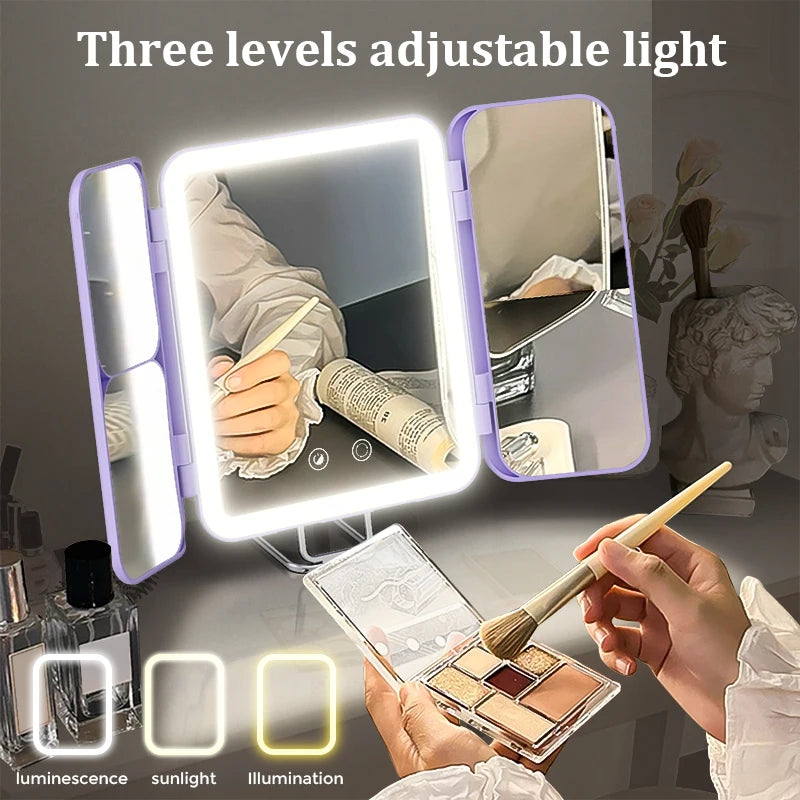 SeJoy Makeup Mirror With Lights, 1x3x7x Magnifying Mirror, Touch Control, Trifold