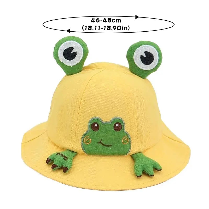 Cartoon Frog Baby Bucket Hat. Breathable Soft Cotton. Boys and Girls Outdoor Sun Hat
