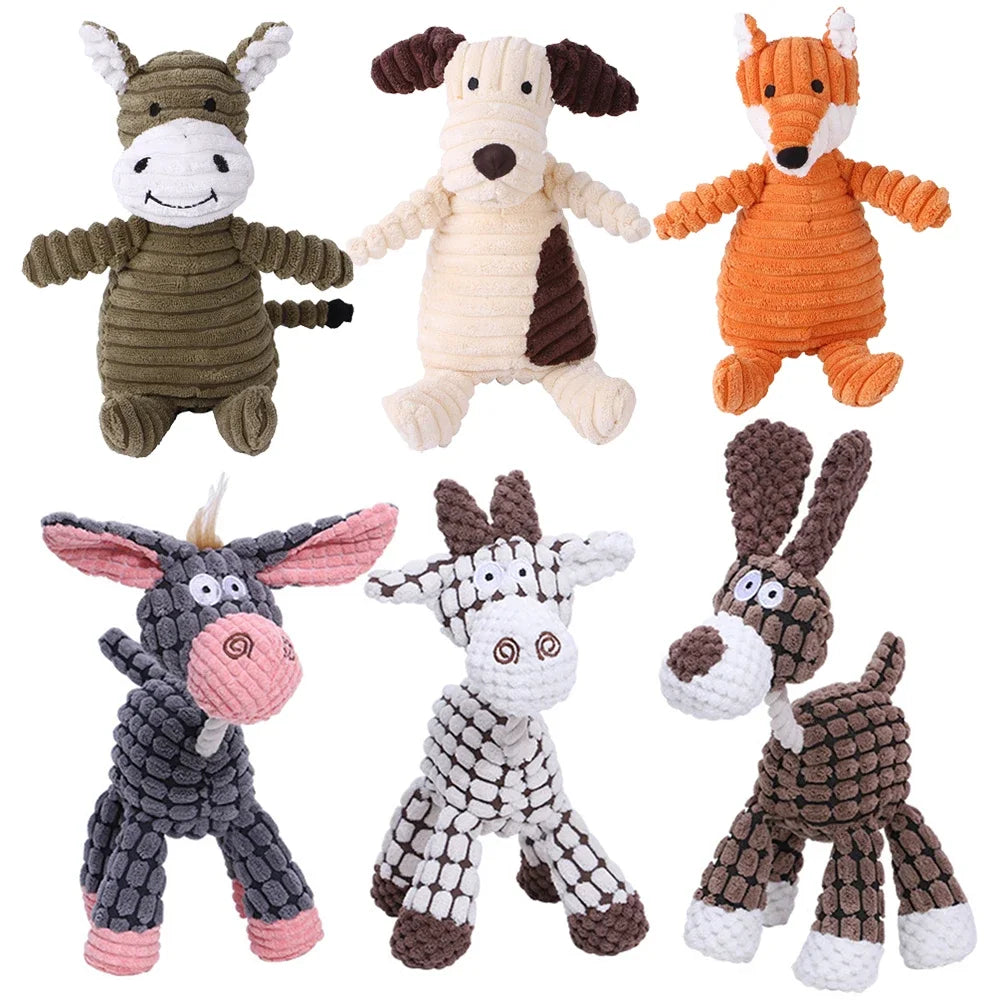 Plush Corduroy Dog Toys, Bite-Resistant Squeaky Toys