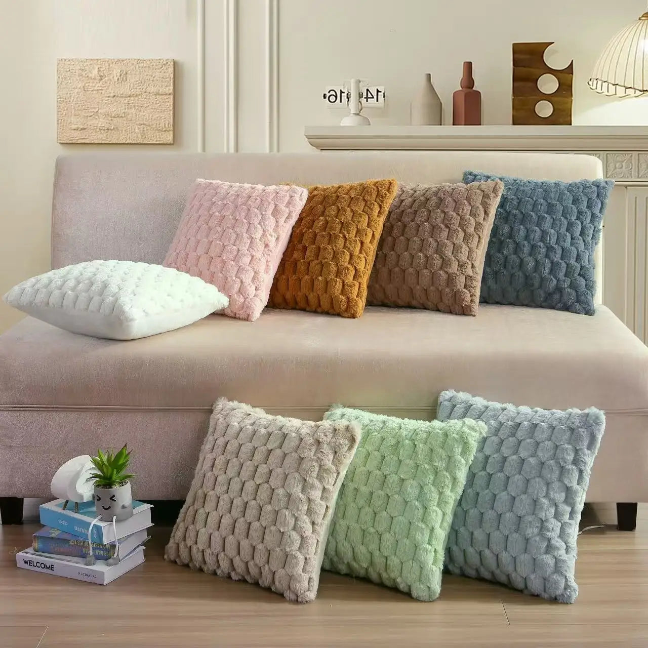 Pack Of Two Artificial Plush Fur. Decorative Throw Pillows. No Pillow Core
 ﻿